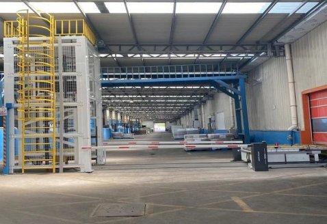 Food carton pallet wrapping and floor conveyor line