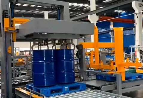 Automatic drum palletizing packaging line 